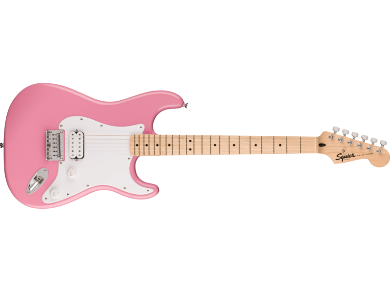 Squier Squier Sonic[REG] Stratocaster[REG] HT H, Maple Fingerboard, White Pickguard, Flash Pink click to zoom image