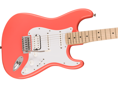 Squier Squier Sonic[REG] Stratocaster[REG] HSS, Maple Fingerboard, White Pickguard, Tahitian Coral click to zoom image