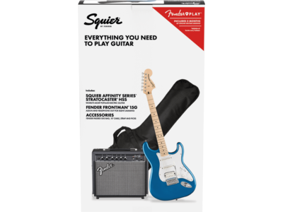 Squier Affinity Series[REG] Stratocaster[REG] HSS Pack, Maple Fingerboard, Lake Placid Blue, Gig Bag, 15G - 230V UK click to zoom image