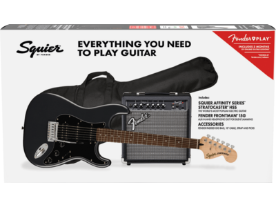 Squier Affinity Series[REG] Stratocaster[REG] HSS Pack, Laurel Fingerboard, Charcoal Frost Metallic, Gig Bag, 15G - 230V UK click to zoom image