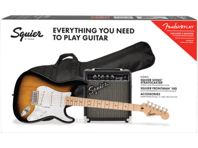 Squier Squier Sonic[REG] Stratocaster[REG] Pack, Maple Fingerboard, 2-Color Sunburst, Gig Bag, 10G - 230V UK click to zoom image