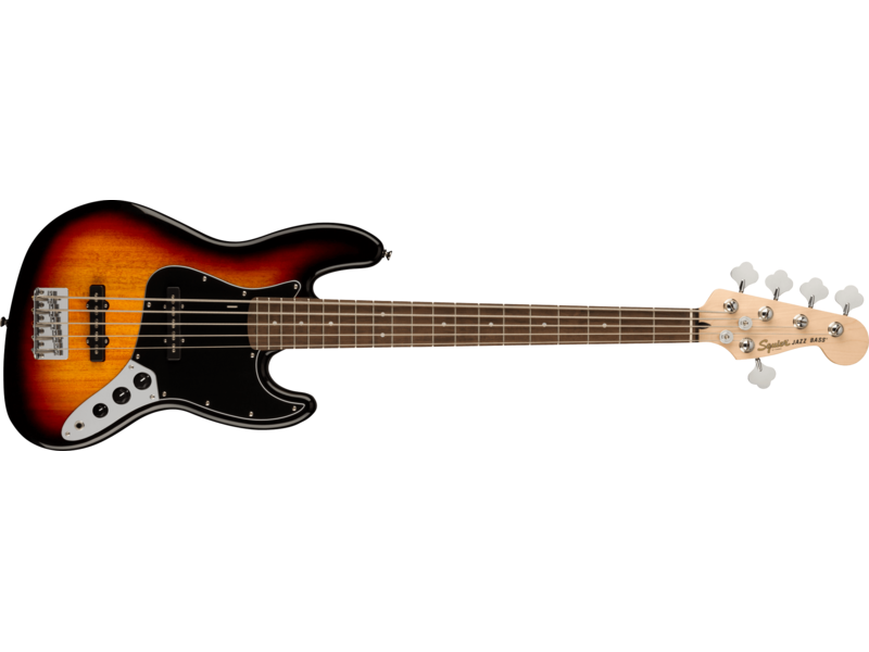 Squier Affinity Series[REG] Jazz Bass[REG] V, Laurel Fingerboard, Black Pickguard, 3-Color Sunburst click to zoom image