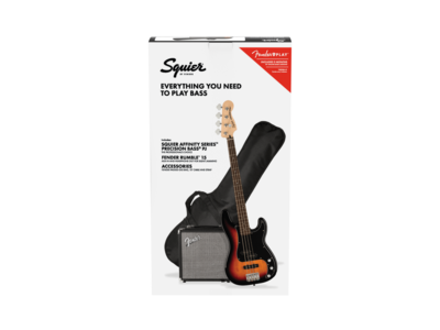 Squier Affinity Series[REG] Precision Bass[REG] PJ Pack, Laurel Fingerboard, 3-Color Sunburst, Gig Bag, Rumble 15 - 230V UK click to zoom image