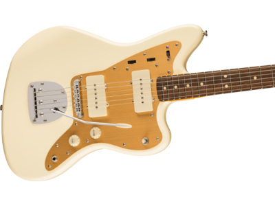 Squier J Mascis Jazzmaster[REG], Laurel Fingerboard, Gold Anodized Pickguard, Vintage White click to zoom image