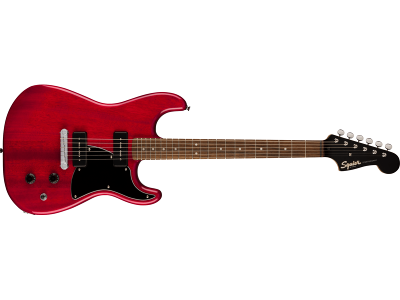 Squier Paranormal Strat-O-Sonic, Laurel Fingerboard, Black Pickguard, Crimson Red Transparent click to zoom image