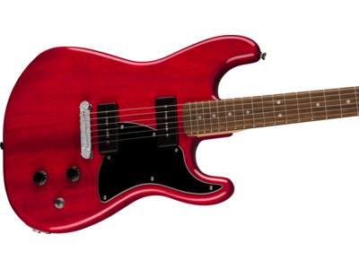 Squier Paranormal Strat-O-Sonic, Laurel Fingerboard, Black Pickguard, Crimson Red Transparent click to zoom image