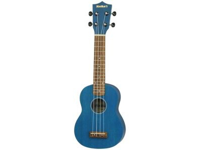 Aria Maikai MKU1 Soprano Ukulele with Bag, See Through Blue