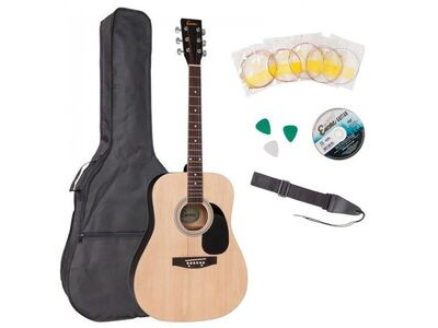 Encore Dreadnought acoustic guitar Outfit Natural