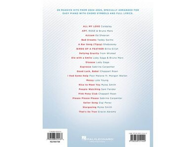 Hal Leonard Easy Piano Chart Hits of 2024-2025 click to zoom image