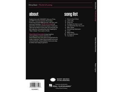 Hal Leonard Olivia Dean - The Art of Loving (Piano) click to zoom image