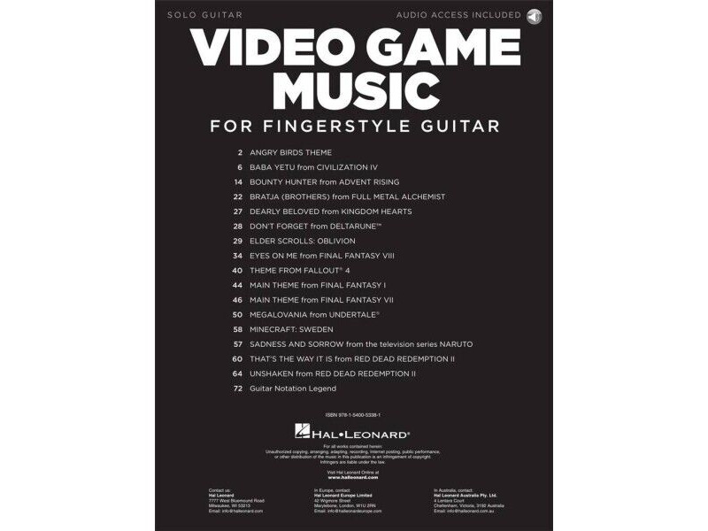 Hal Leonard Video Game Music (for Fingerstyle Guitar) click to zoom image
