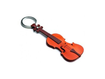 Music Gifts Company Italian Leather Keyring - Violin