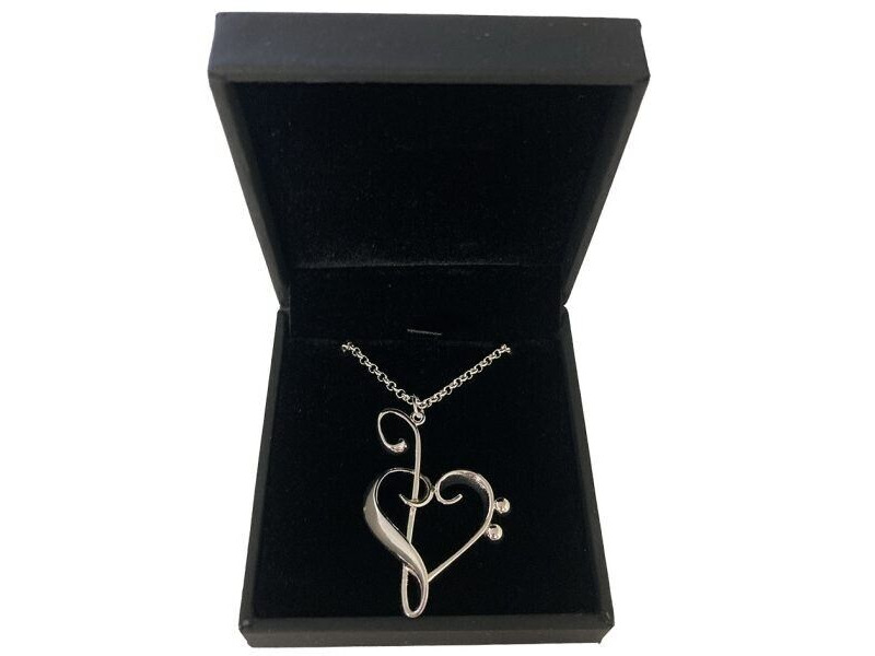 Music Gifts Company Silver-Plated Heart of Clefs Pendant click to zoom image