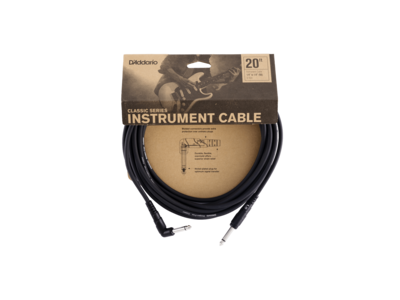 D'Addario Classic Series Instrument Cable, Right Angle Plug, 20 feet click to zoom image