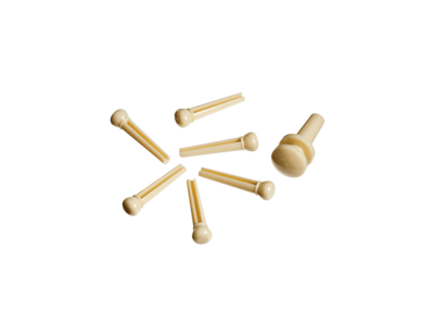 D'Addario Injected Molded Bridge Pins with End Pin, Set of 7, Ivory