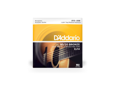 D'Addario 80/20 Bronze Acoustic Guitar Strings, Light Top/Medium Bottom/Bluegrass, 12-56 click to zoom image