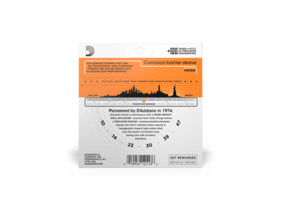 D'Addario Phosphor Bronze Acoustic Guitar Strings, Extra Light, 10-47 click to zoom image