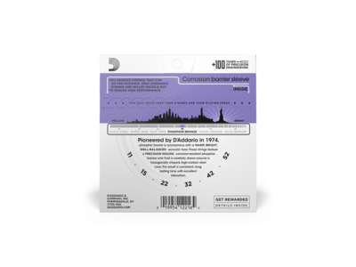 D'Addario Phosphor Bronze Acoustic Guitar Strings, Custom Light, 11-52 click to zoom image