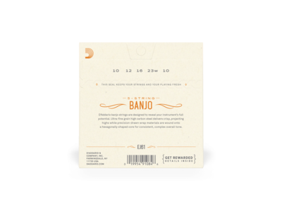 D'Addario 5-String Banjo Strings, Nickel, Medium 10-23 click to zoom image