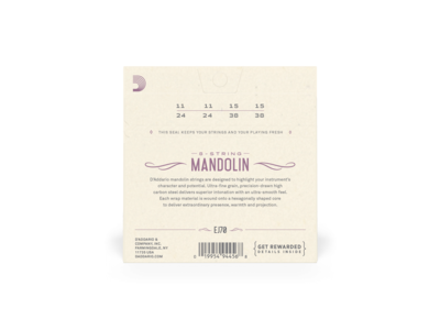 D'Addario Phosphor Bronze Mandolin Strings, Ball End,  Medium/Light, 11-38 click to zoom image