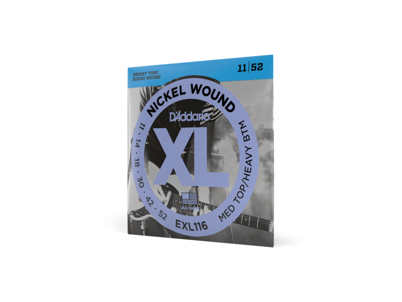 D'Addario Nickel Wound Electric Guitar Strings, Medium Top/Heavy Bottom, 11-52 click to zoom image