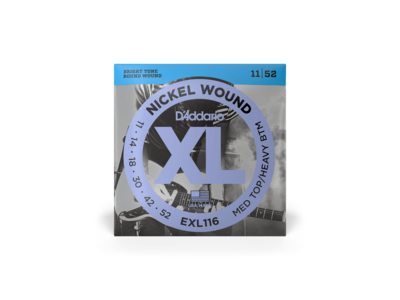D'Addario Nickel Wound Electric Guitar Strings, Medium Top/Heavy Bottom, 11-52 click to zoom image