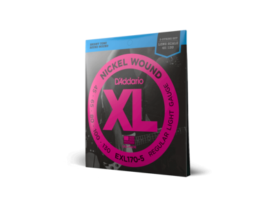 D'Addario 5-String Nickel Wound Bass Guitar Strings, Light, 45-130, Long Scale 