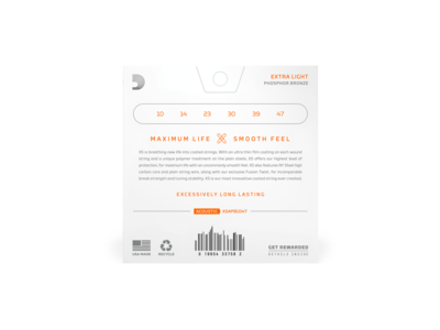 D'Addario 10-47 Extra Light, XS Phosphor Bronze Coated Acoustic Guitar Strings click to zoom image