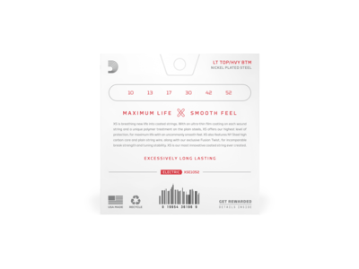 D'Addario Nickel Wound Electric Guitar Strings, Light Top/Hvy Btm, 10-52 click to zoom image