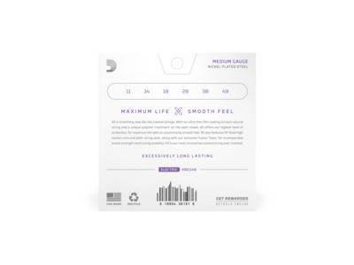 D'Addario Nickel Wound Electric Guitar Strings, Medium, 11-49 click to zoom image