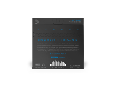 D'Addario XT Phosphor Bronze Acoustic Guitar Strings, Light, 12-53 click to zoom image