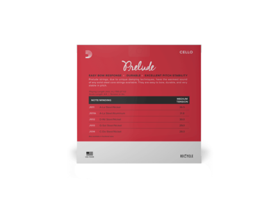 D'Addario Prelude Cello String Set, 4/4 Scale, Medium Tension click to zoom image