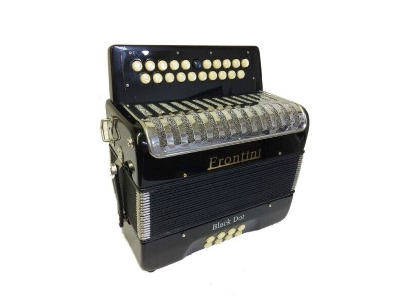 Frontini Black Dot B/C Button Accordion and Bag click to zoom image
