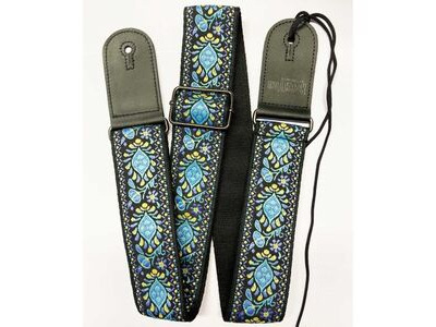RockYou 2" Hootenanny Jacquard Style Adjustable Guitar Strap, Pic Pocket & 2 Pics, BLUE