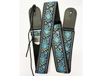 RockYou 2" Hootenanny Jacquard Style Adjustable Guitar Strap, Pic Pocket & 2 Pics, BLUE click to zoom image