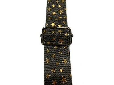 RockYou S11371 Denim Adjustable Ukulele Strap, GOLDEN STARS click to zoom image