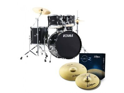 Tama Stagestar 20" Drum Kit in Black Night Sparkle with Hardware & Zildjian Planet cymbals