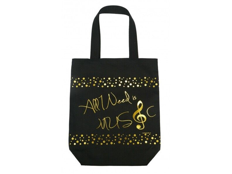 Agifty City Shopper "All I Need Is Music" Black and Gold click to zoom image