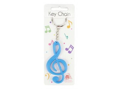Agifty Keyring G-Clef Blue Rubber 