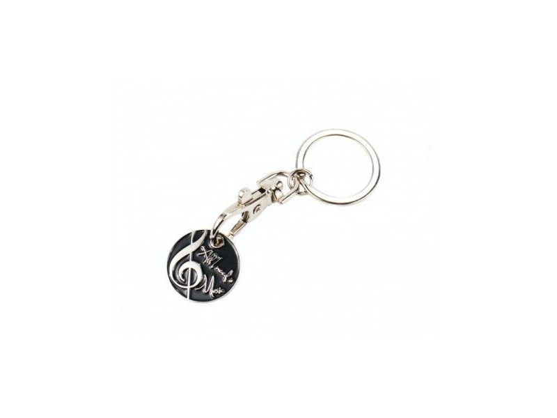 Agifty Keyring with trolley coin "All I Need Is Music" click to zoom image