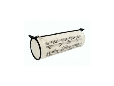 Agifty Pencil Case: Black and Creme 'Noteline' 