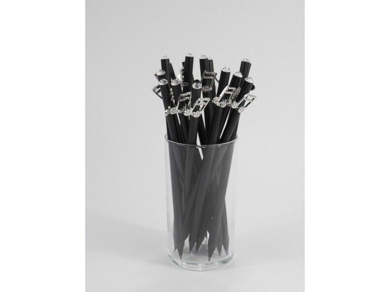 Agifty Pencil with note charm silver/crystal click to zoom image