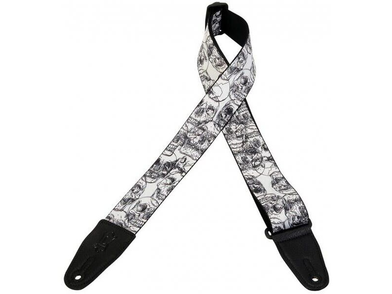 Levy's MPD2-048 Guitar Strap Black & White Skulls click to zoom image