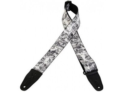 Levy's MPD2-048 Guitar Strap Black &amp; White Skulls 