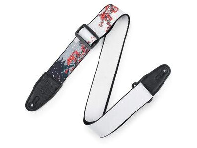 Levy's MPD2-116 Leather Guitar Strap Cherry Blossom Snow click to zoom image
