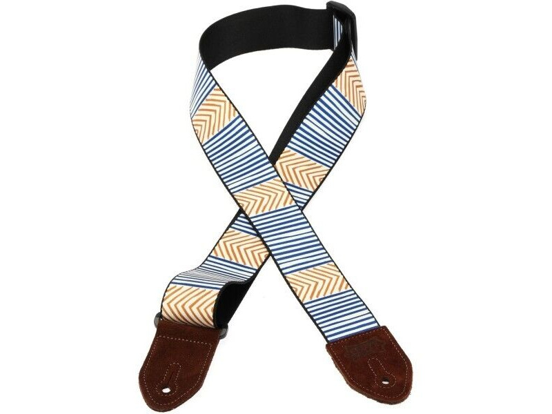 Levy's Tribal Rhythms Polyester Blue Gold Guitar Strap click to zoom image