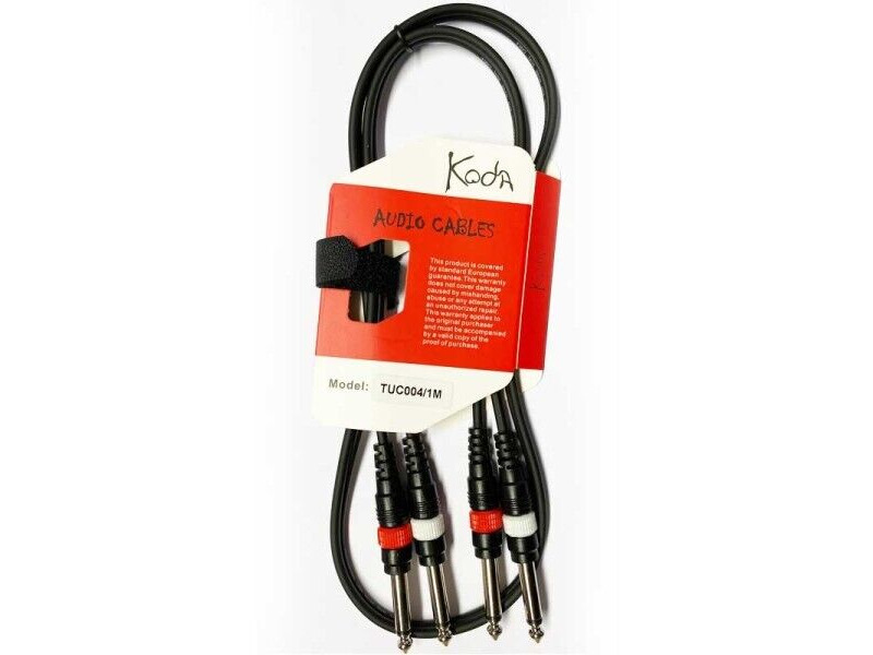 Koda 1M Instrument Cable Twin 6.35mm Mono Jack - 3.5mm Stereo Jack click to zoom image