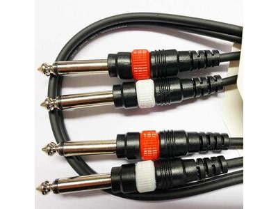 Koda 1M Instrument Cable Twin 6.35mm Mono Jack - 3.5mm Stereo Jack click to zoom image