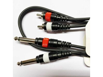 Koda 1M Audio Cable, Twin RCA Male – Twin 6.35mm Mono Jack, Black