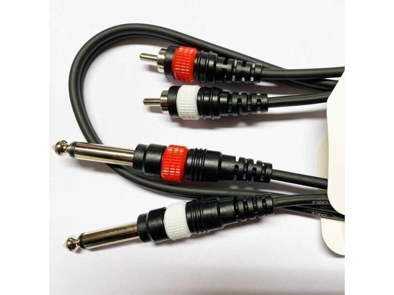 Koda 1M Audio Cable, Twin RCA Male – Twin 6.35mm Mono Jack, Black click to zoom image